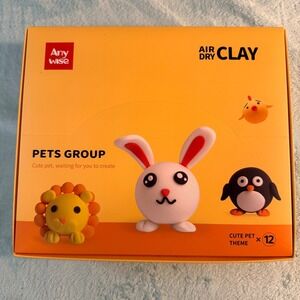 Anywise Air Dry Clay Pets Group Cute Pet Theme Craft Kit 12 Models Kids